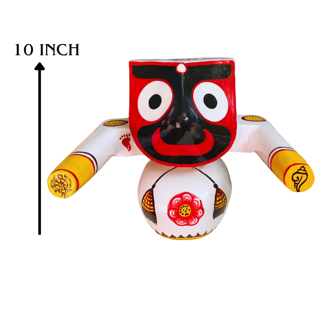 10 Inch Pure Neem Wood Jagannath Balabhadra Subhadra Idol Set – Handmade Puri Art