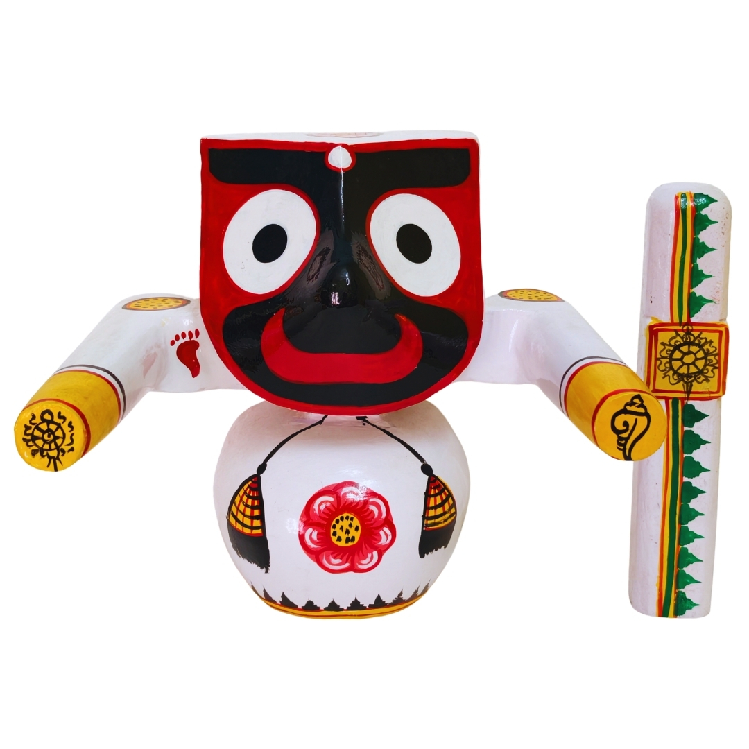 10 Inch Pure Neem Wood Jagannath Balabhadra Subhadra Idol Set – Handmade Puri Art