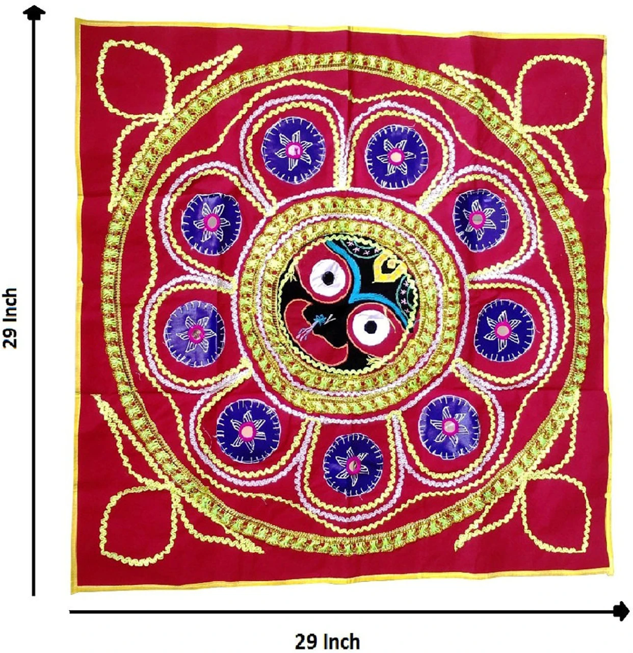 29 Inch Jagannath Chandua Applique Work Cloth – Traditional Odisha Wall Hanging