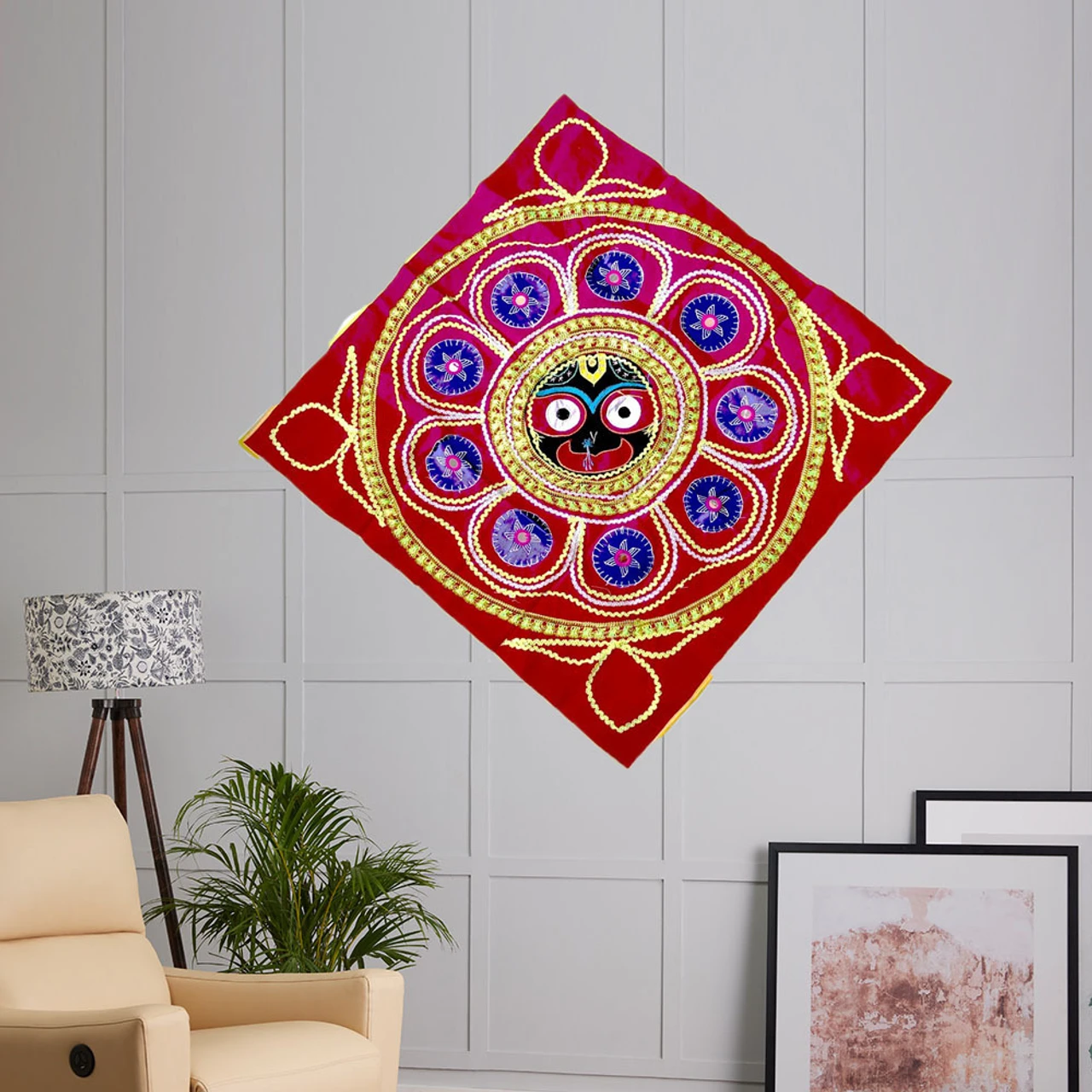 29 Inch Jagannath Chandua Applique Work Cloth – Traditional Odisha Wall Hanging