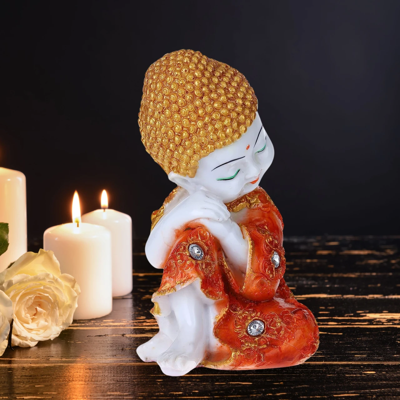 Cute Baby Buddha Monk Statue – Decorative Showpiece for Home & Office