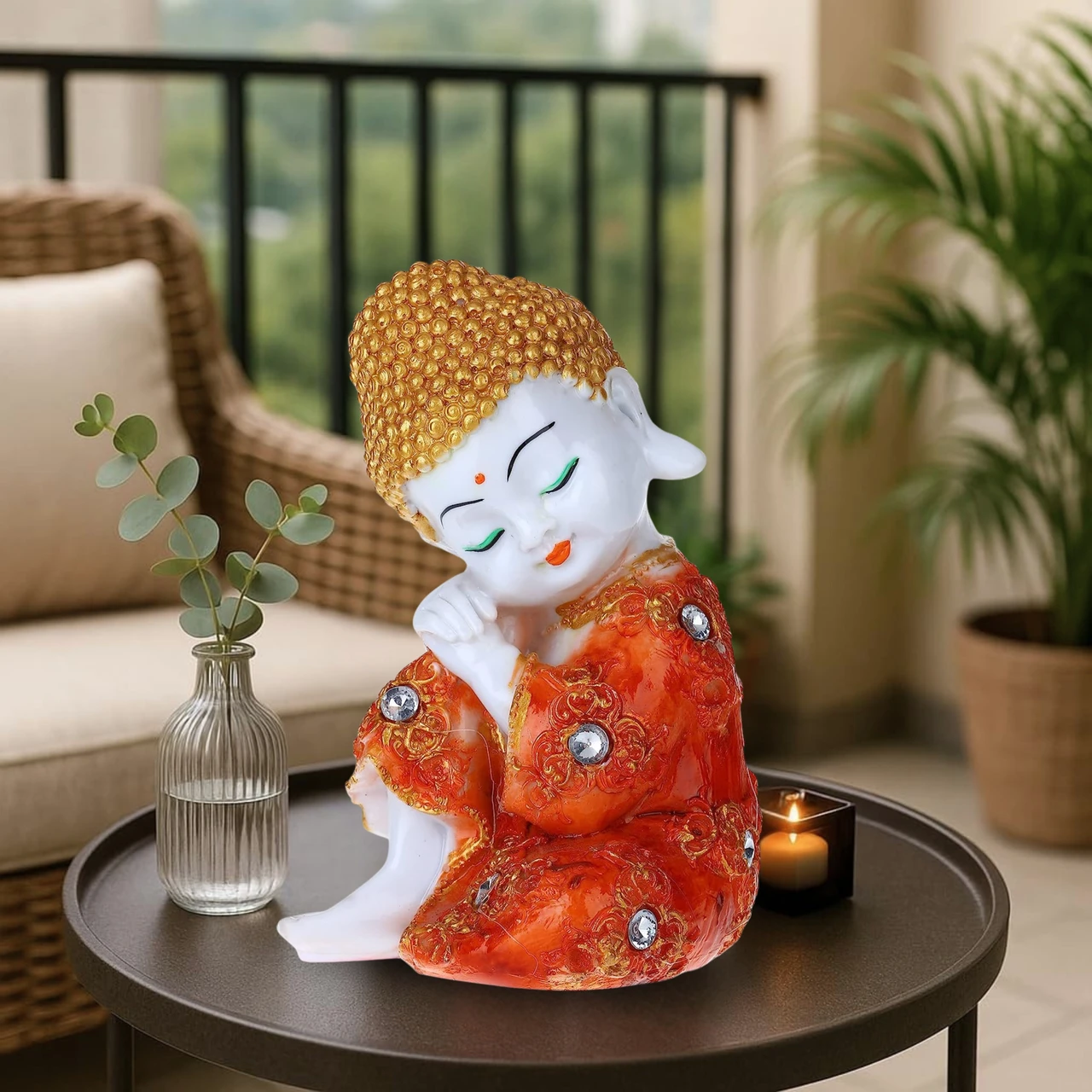 Cute Baby Buddha Monk Statue – Decorative Showpiece for Home & Office