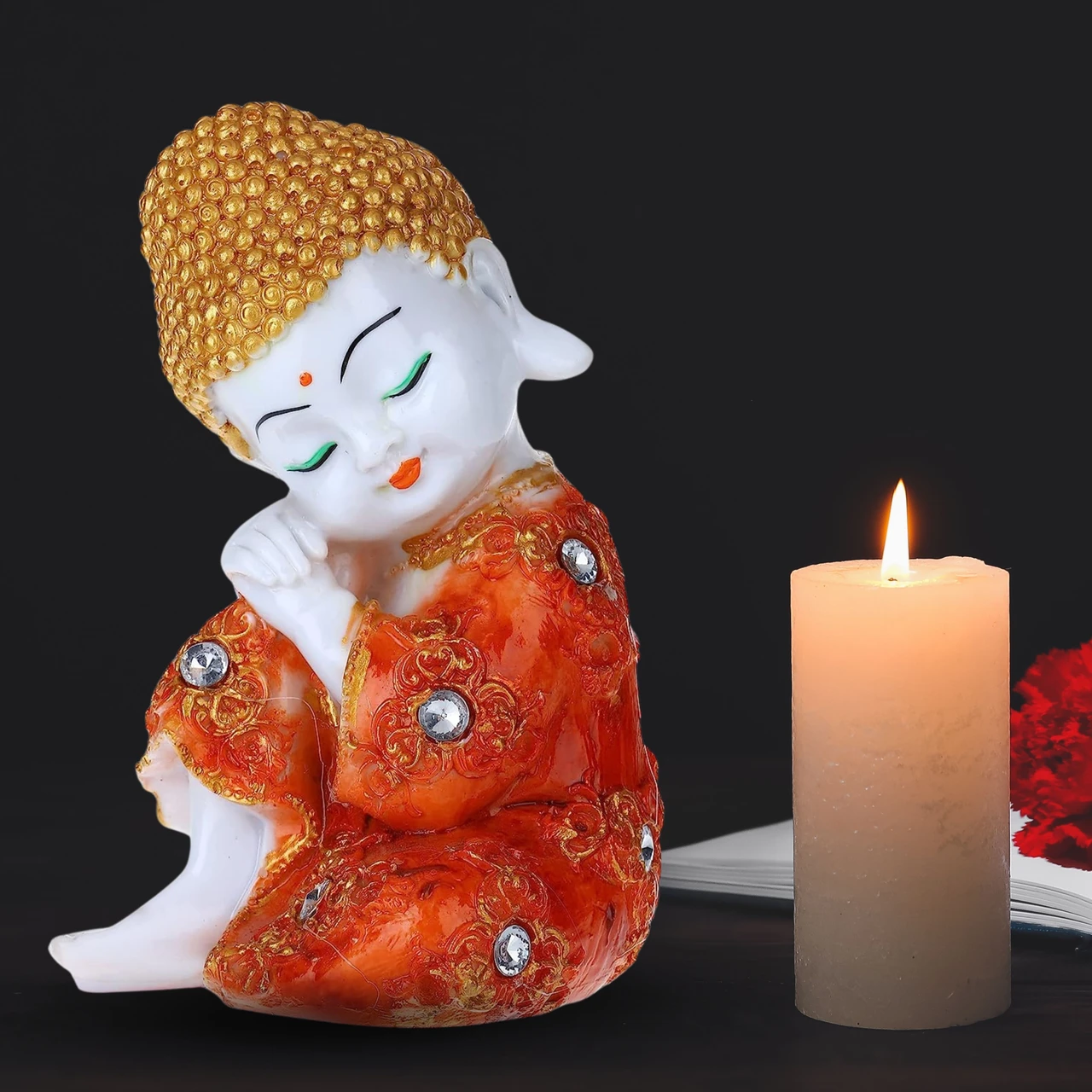 Cute Baby Buddha Monk Statue – Decorative Showpiece for Home & Office
