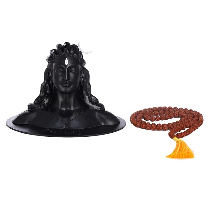 Adiyogi Lord Shiva Bust Statue with Rudraksha Mala – Spiritual Home Decor Showpiece - Image 2