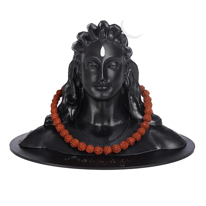Adiyogi Lord Shiva Bust Statue with Rudraksha Mala – Spiritual Home Decor Showpiece - Image 1