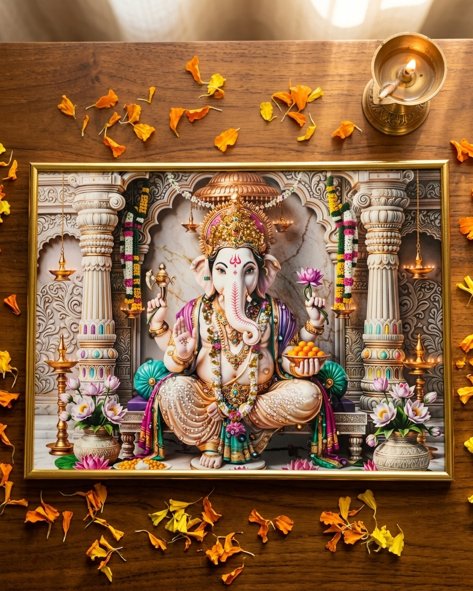 Premium Lord Ganesha Wall Frame – Luxury Divine Home Decor - Image 1
