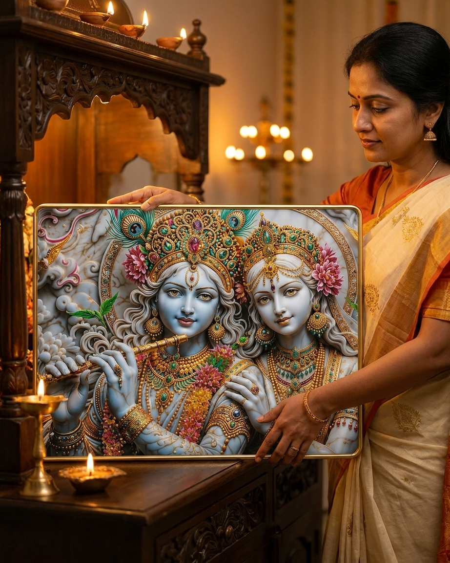 Premium Radha Krishna Decorative Wall Frame – Divine Home & Temple Decor - Image 2