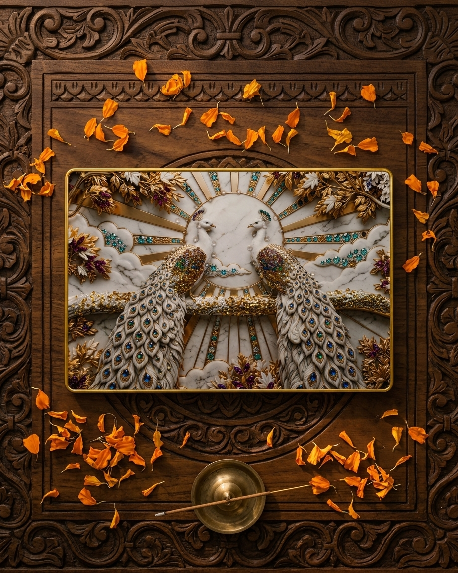 Premium Peacock Couple Wall Frame – Luxury Decorative Wall Art for Home - Image 1