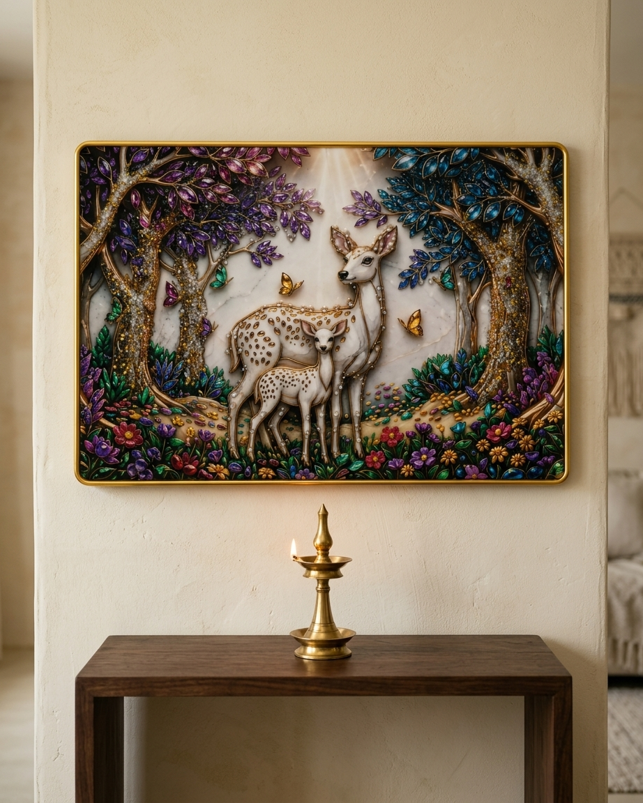 Premium Deer Family Wall Frame – Nature Inspired Home Decor Showpiece - Image 2