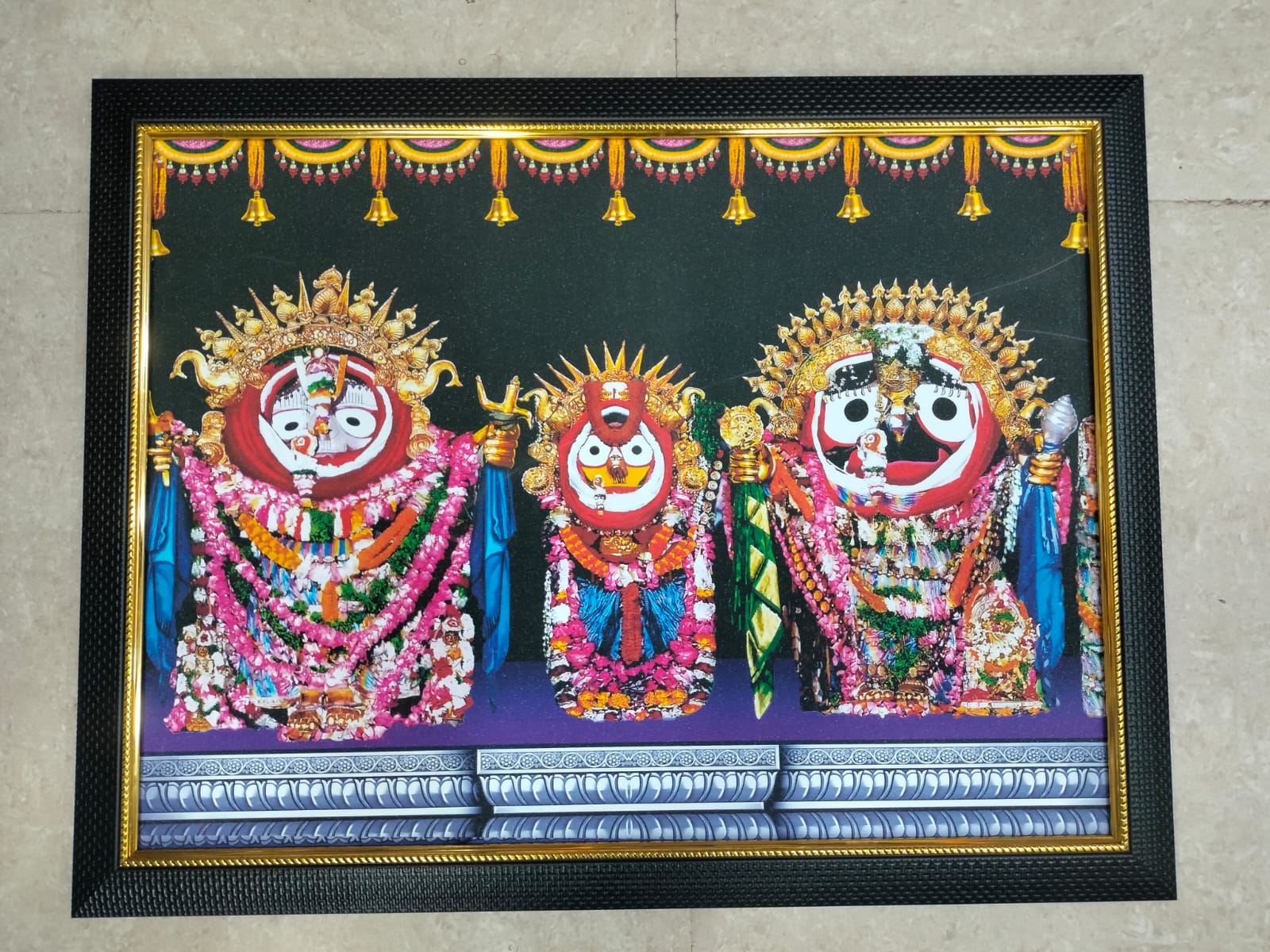 Premium Jagannath Balabhadra Subhadra Wall Frame – Puri Temple Divine Photo Frame