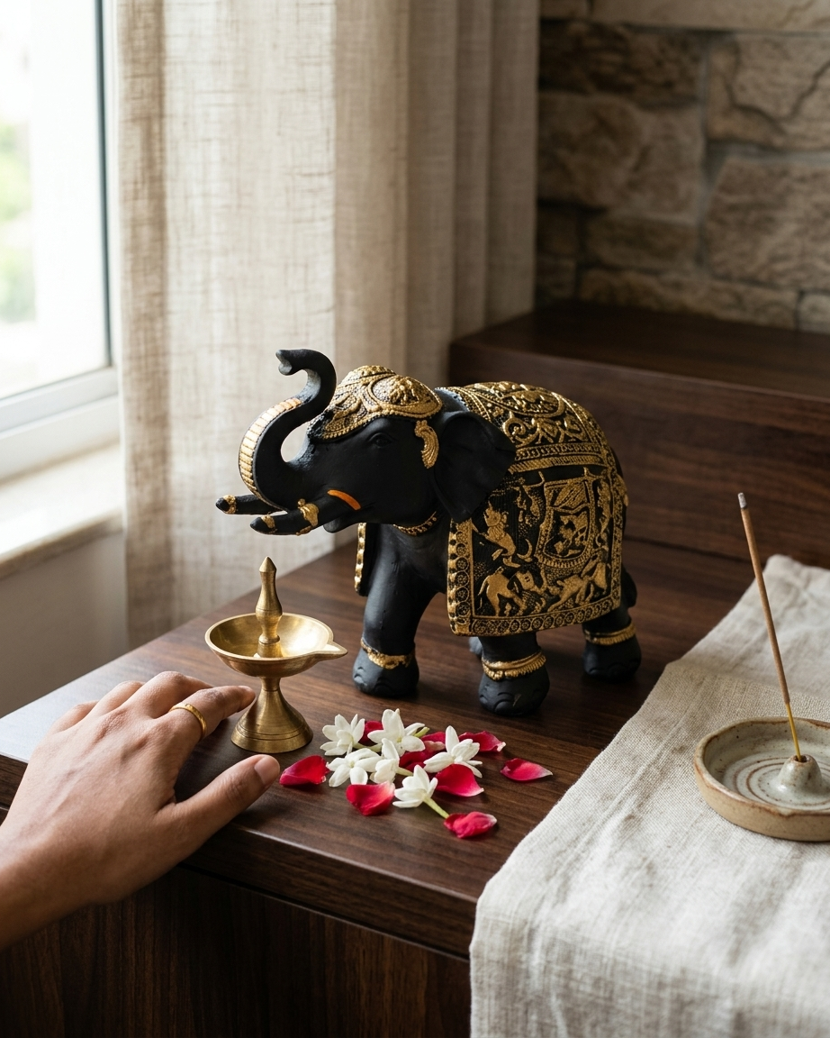 Premium Decorative Elephant Statue – Lucky Elephant Showpiece for Home & Office