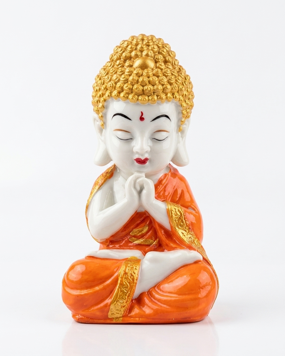 Meditating Buddha Monk Statue – Premium Ceramic Home Decor Showpiece