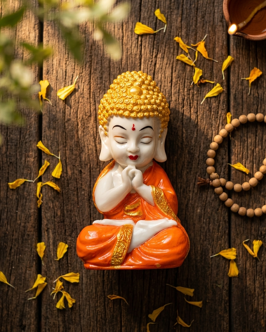Meditating Buddha Monk Statue – Premium Ceramic Home Decor Showpiece - Image 2