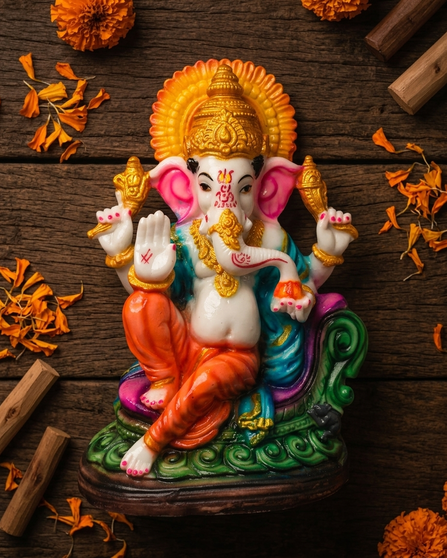 Lord Ganesha Idol – Premium Multicolor Ganpati Statue for Home & Office Decor - Image 2